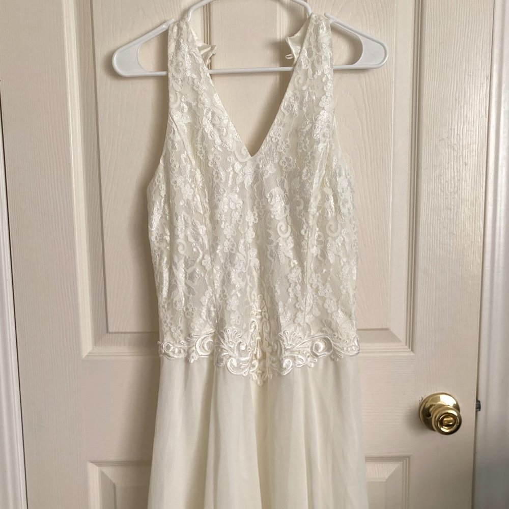 Vintage Scott McClintock Ivory Sleeveless Sheer Dress With Floral Print NWOT